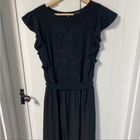 Who What Wear Black maxi dress embroidered bodice ruffles size XS - Picture 4 of 5